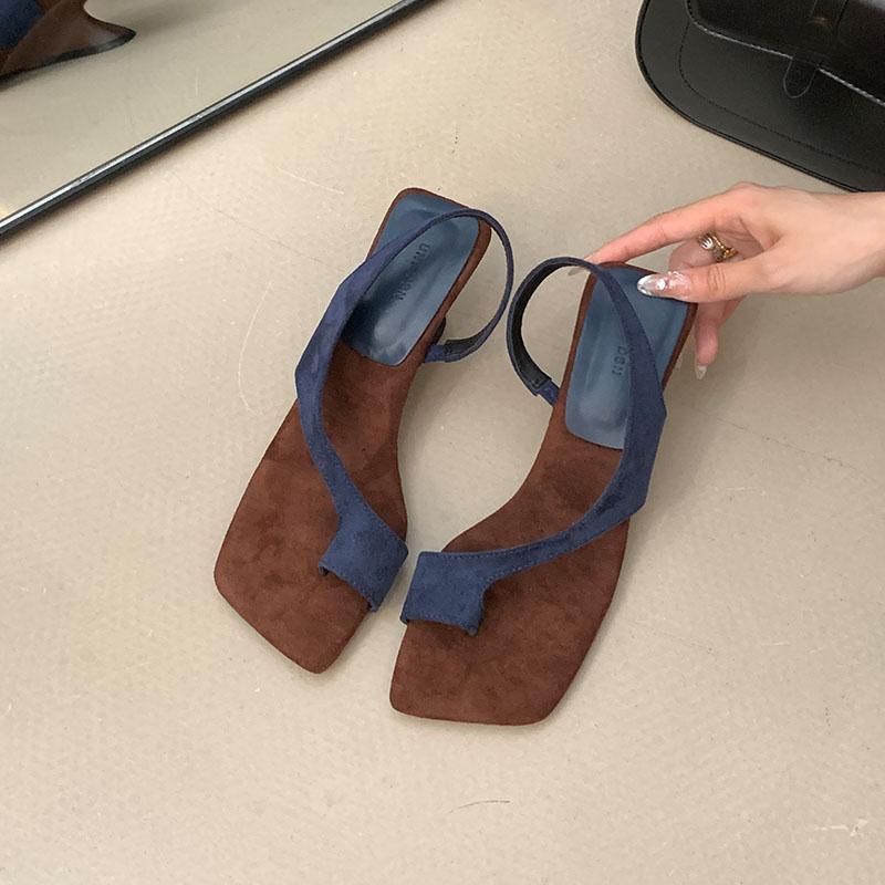 

Мода Мода Мелкие Женские Босоножки на Каблуке Обувь на Платформе Женские Шлепанцы 2025 Новая Обувь Квадратный Носок Женские Босоножки на Платформе Обувь 35 синий