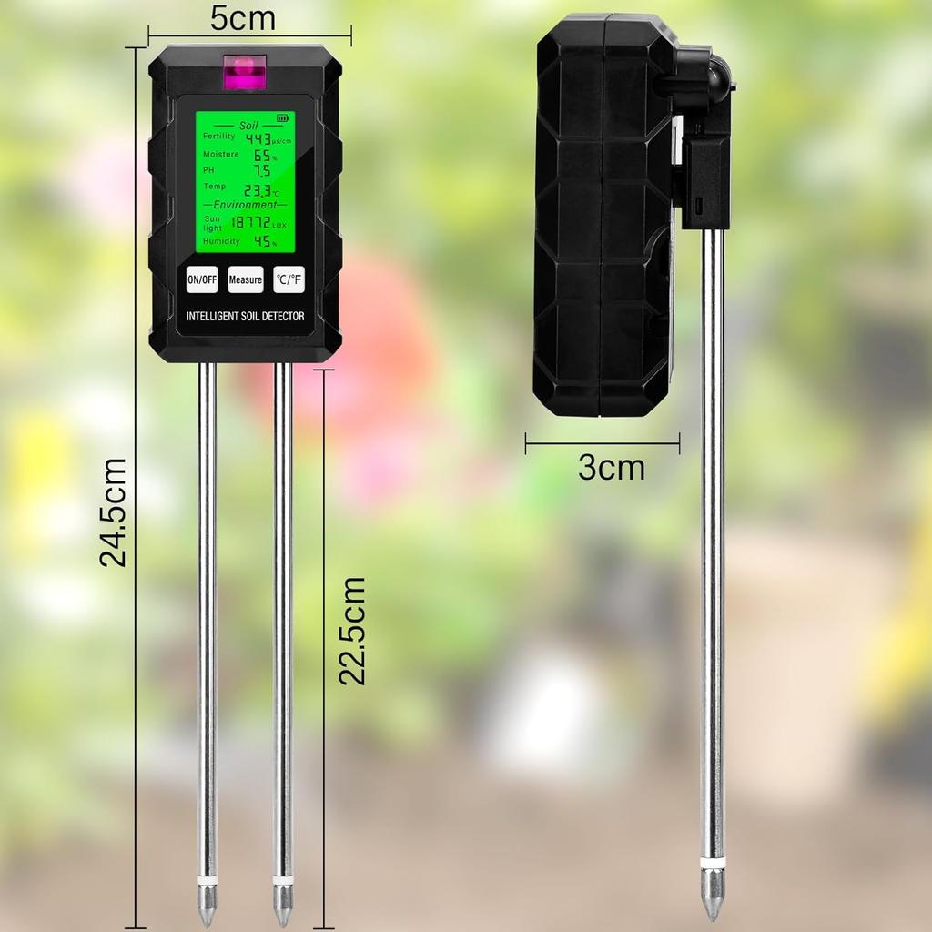 6 In 1 Digital Soil Tester Multifunctional Soil PH Detector Moisture Fertility pH Temperature Humidity Light Meter for Garden