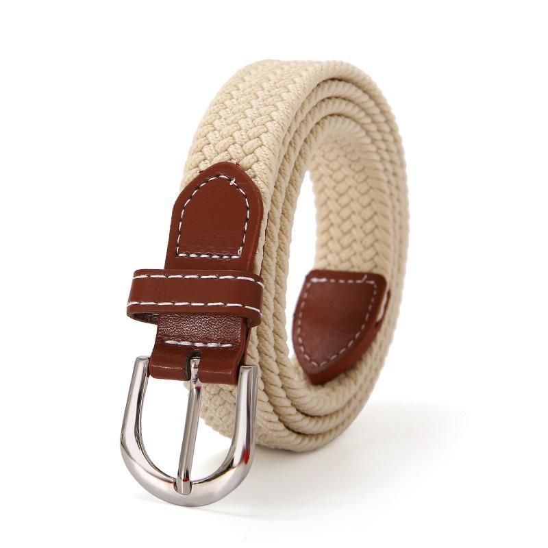 Women's Solid Color Elastic Canvas Belt with Pin Buckle
