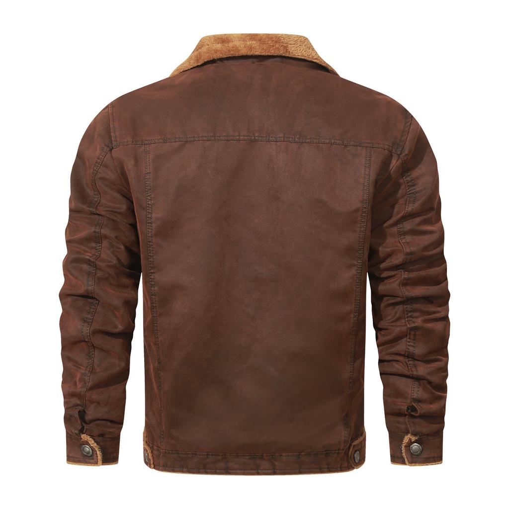 Kožešinový jednodílný kabát Pánská zimní fleecová bunda s klopami Pánské volné pánské oblečení