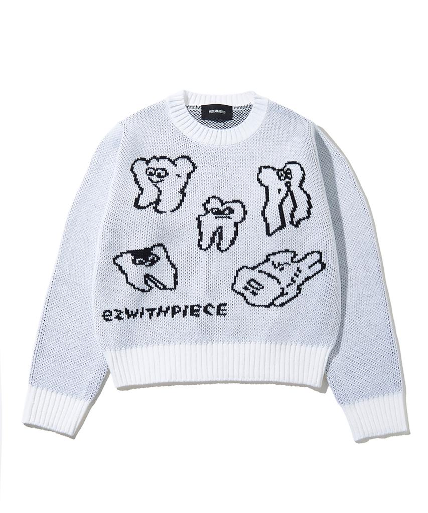 PEACE MAKER Teeth Knit Sweater (Ivory)