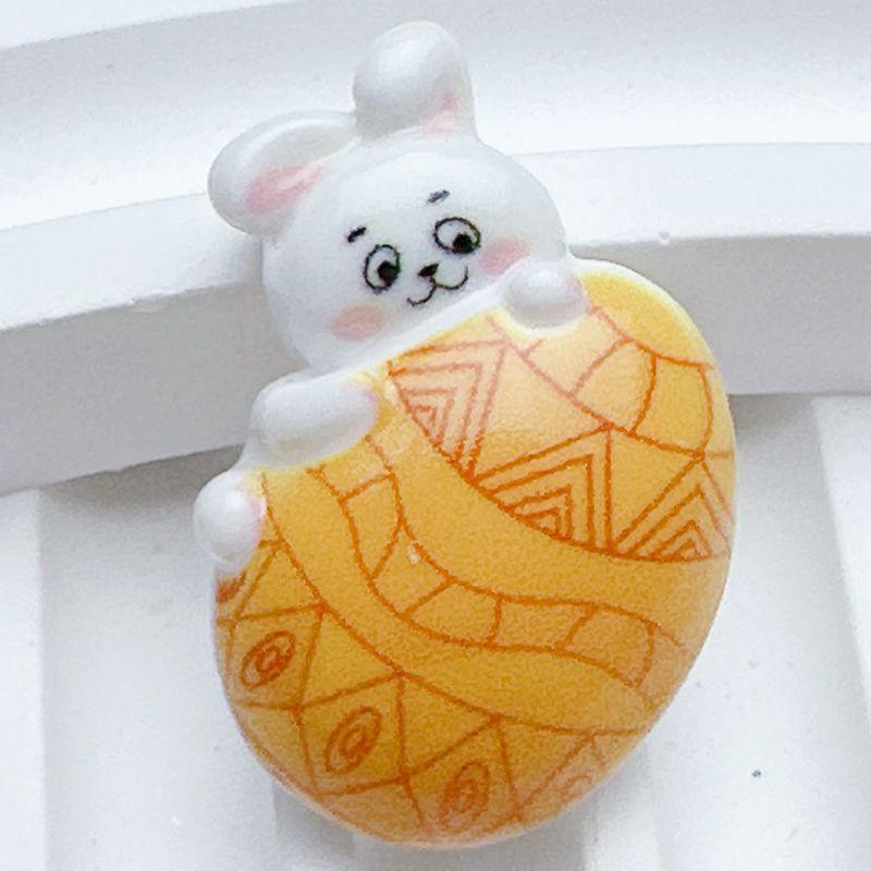 10Pcs New Cute Cartoon Easter Bunny, Egg, Turkey Series Flat Back Ornament Jewelry Bows Accessories