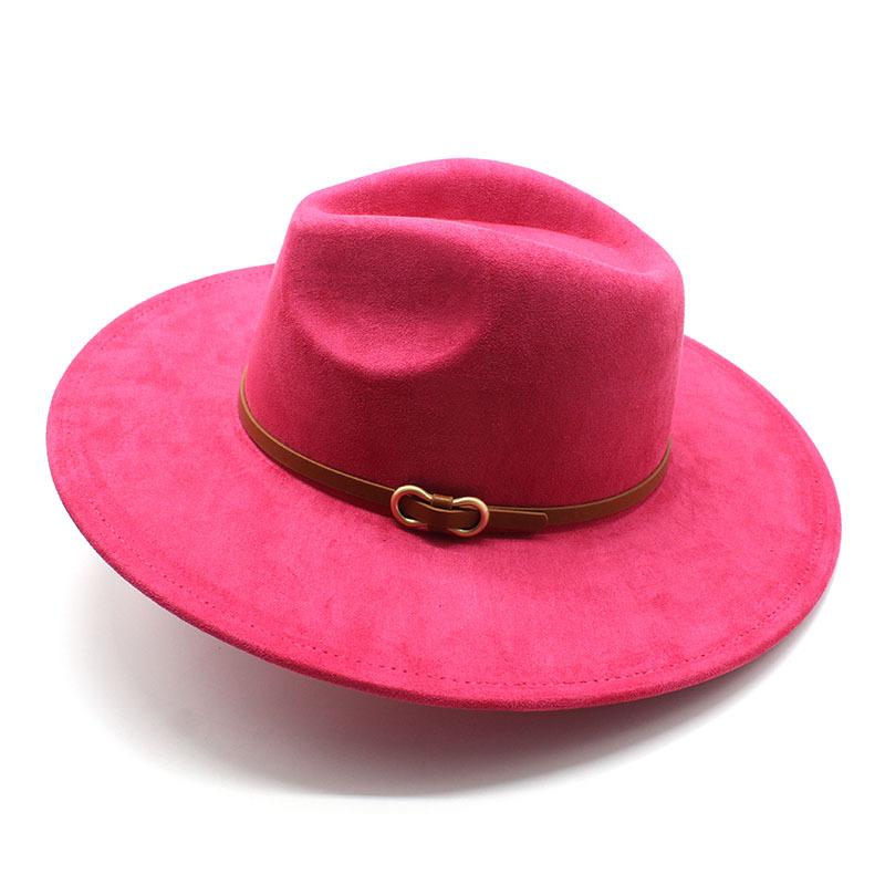 Suede Top Hat For Men And Women Couple Solid Color Wide-Brimmed Jazz Hat Wedding Hat