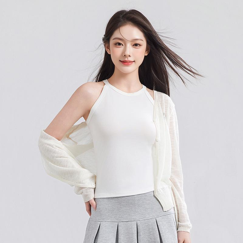 Women s Sleeveless Tencel Lyocell Halter Camisole - Knit Design for Inner or Outer Wear M (40-50 kg) белый