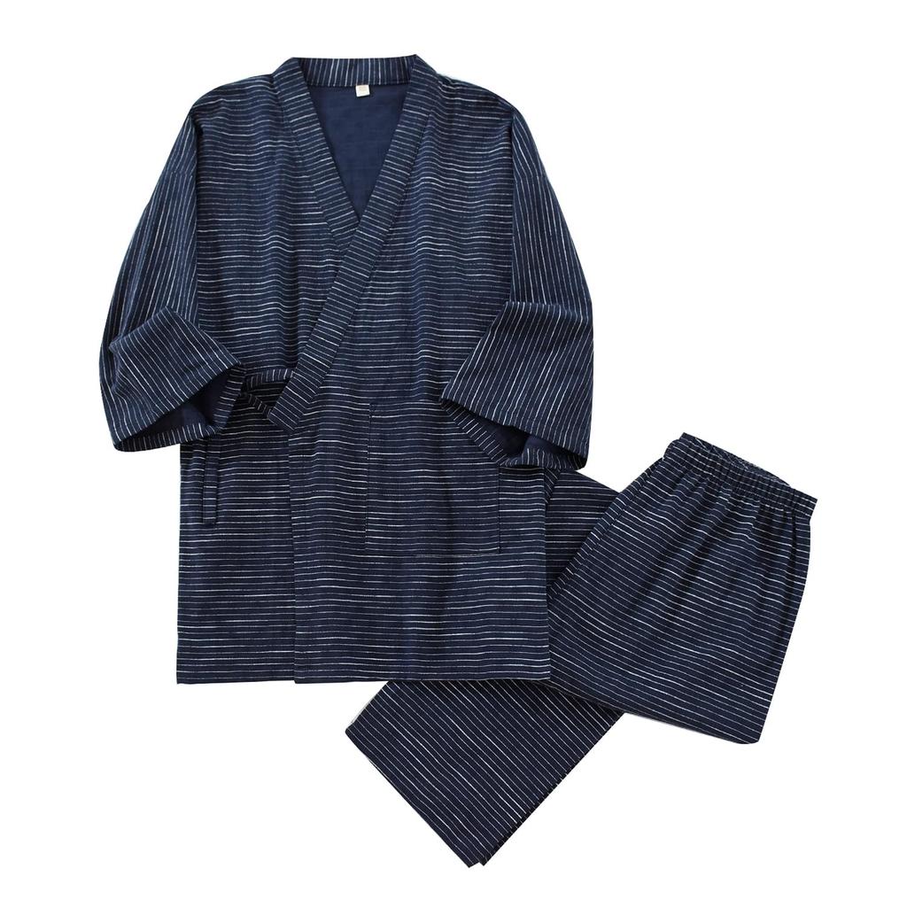 Pajamas for Japanese Room Gentle on the Sweat Quick Loose Work Top and Bottom Set [GREATCALL] Men, 100% Cotton, Style, Wear, 3/4 Sleeves, Soft, Skin,