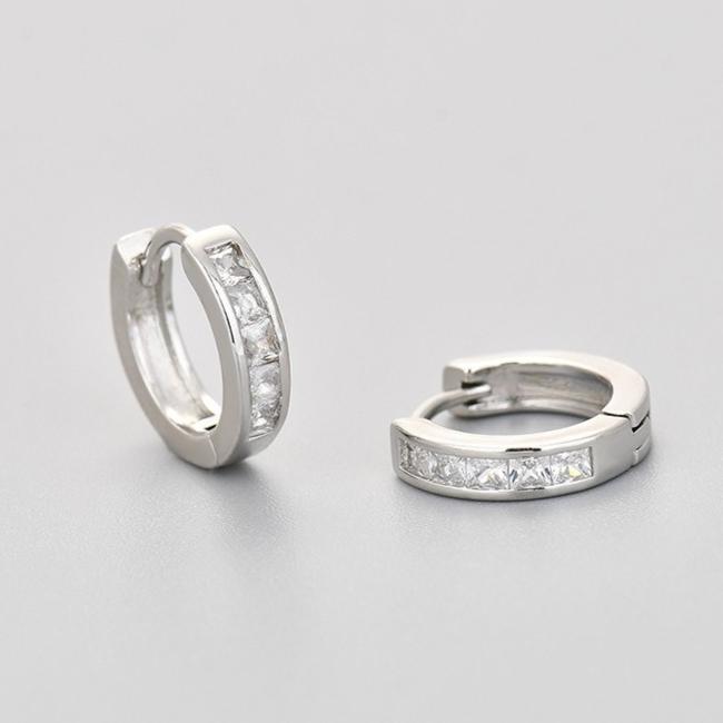 925 Silver Hoop Earrings for Women Simple Heart Zircon Circle Drop Punk Jewelry Party Gifts