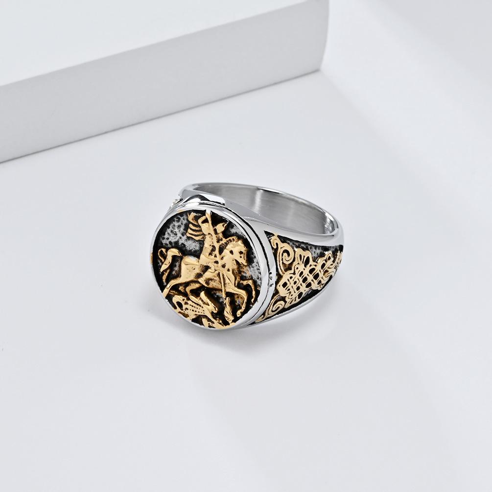 European and American Style Retro Templar Titanium Steel Ring Fashionable Knot Mens Hand Jewelry