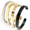 European-American Fashion C-Shaped Stainless Steel Men's Bracelet, V-Shaped Openable Polished Design, Vacuum Electroplated Titanium Steel.