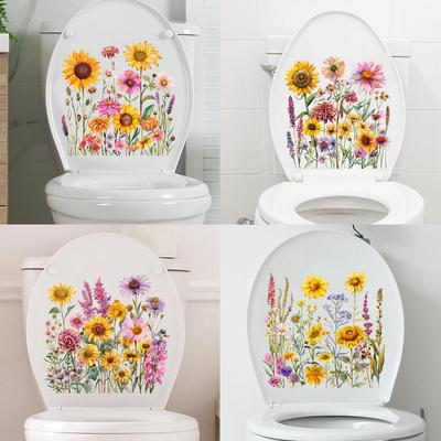 Compact Sunflower & Greenery Wall Stickers for Rooms & Bathroom - Removable Decor