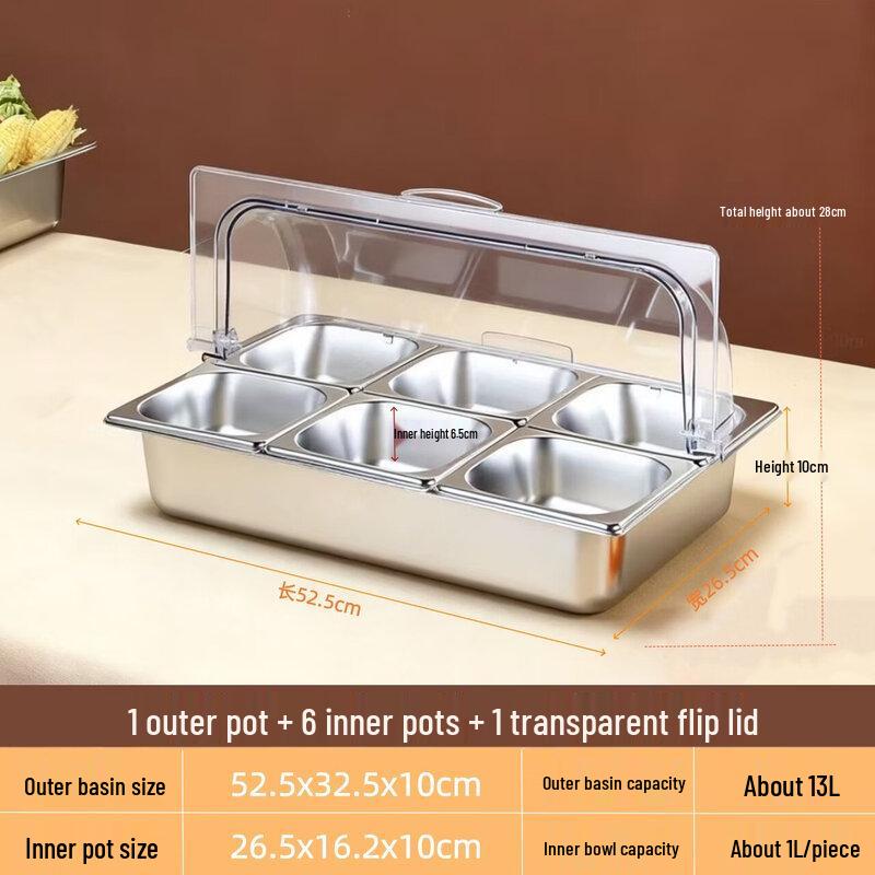 Zhebu Stainless Steel Partitioned Display Tray with Transparent Lid