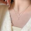 New 925 Sterling Silver Double Layer Cross Necklace Personality Charm Simple Geometric Pendant Choker Women's Exquisite Jewelry