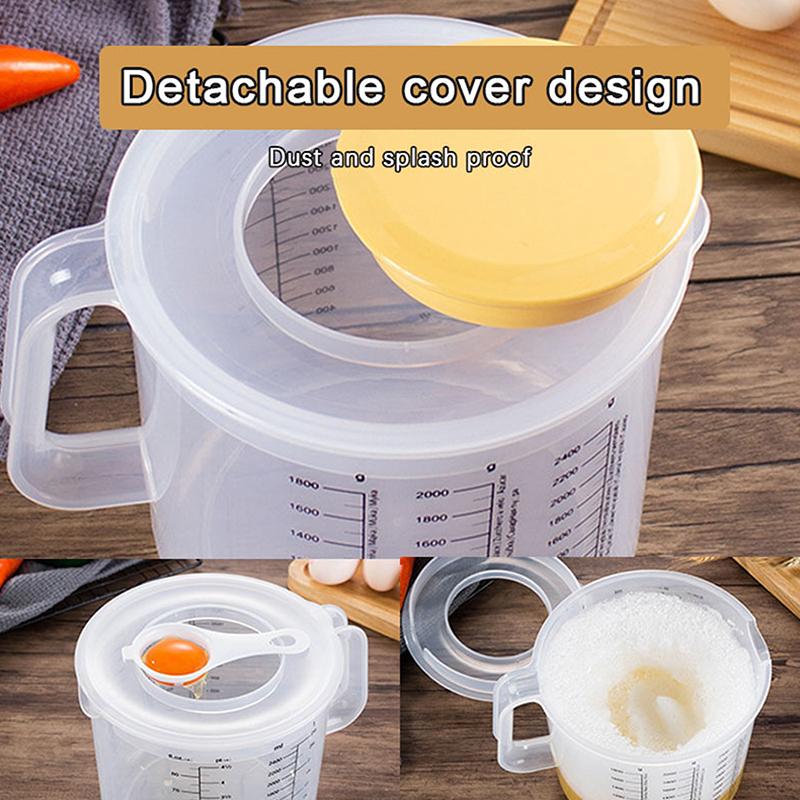 1Pc 2.5L Large Capacity Baking Measuring Cup Scale Kitchen Mixing Bowl With Lid