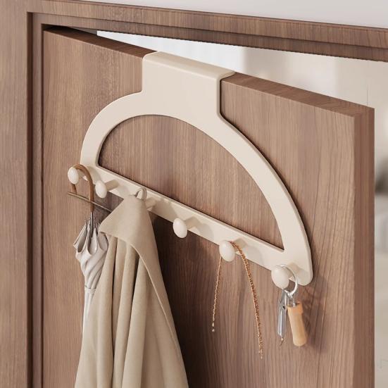 Aufhängbar All-in-One Über die Tür 6 Hakenleiste Bohrlos Kleiderbügel Handtuchhalter Universelle Aufbewahrungslösung Badezimmer Schlafzimmer Organizer