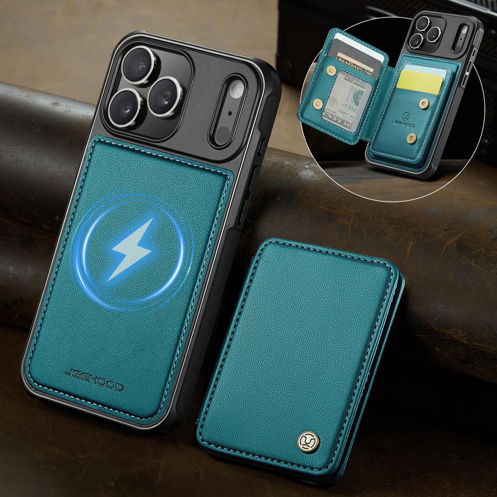 Magnetic Leather Case for iPhone 17 Pro Max Air 16 Plus 14 13 12 11 X XR XS Max RFID Blocking Detachable Card Slot Wallet Cover