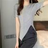 Summer New Internet Celebrity Super Fire Slim Fit Side Split Black Short-sleeved T-shirt Women's Chic Top