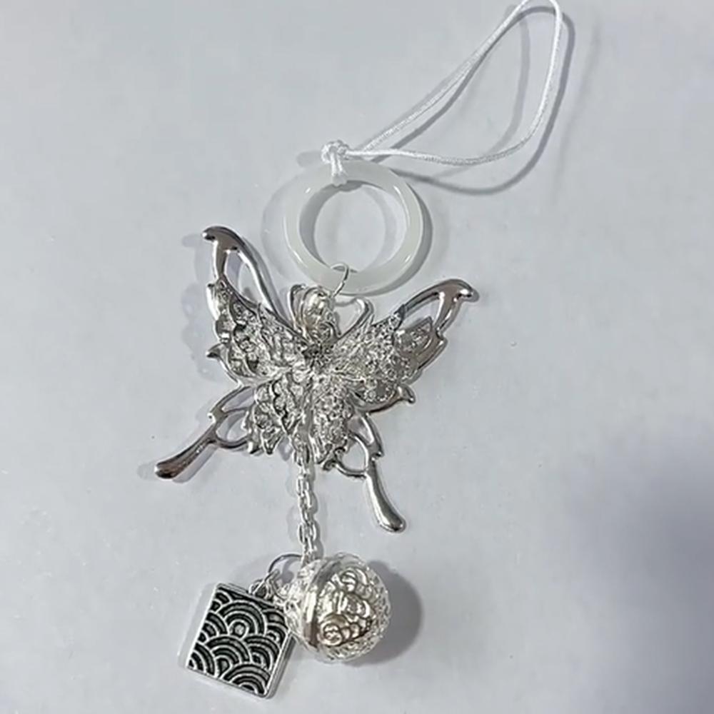 Bell Silver Butterfly Phone Chain Butterfly Mobile Keychain Lanyard Women Girls