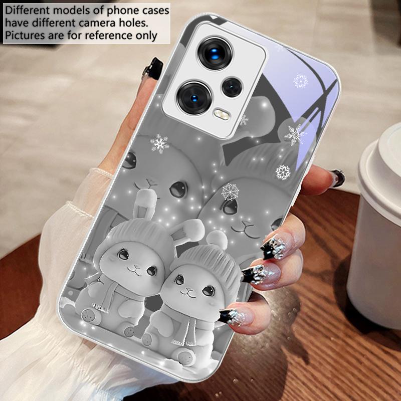 Cute pink twin rabbits For Redmi Note 10 10T 11 12 13 14 11T 11S 12 14 Pro Plus A4 14C A3 A3x K40 Gaming Tempered Phone Case