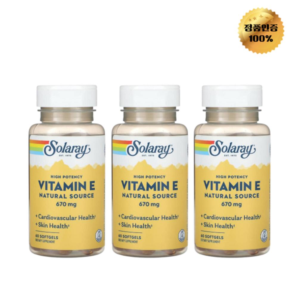 Solaray Natural High-Potency Vitamin E 670mg Softgels 60 Tablets 3 Pcs