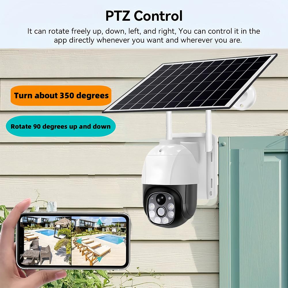 Kamera CCTV 5MP Solarna Karta SIM 4G Automatyczne Śledzenie PIR Niskie Zużycie Energii Wbudowana Bateria HD Noktowizja