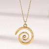 Metal Hollow Vortex Spiral Pendant Necklace For Women Men Punk Cavicle Chain Necklace Jewelry