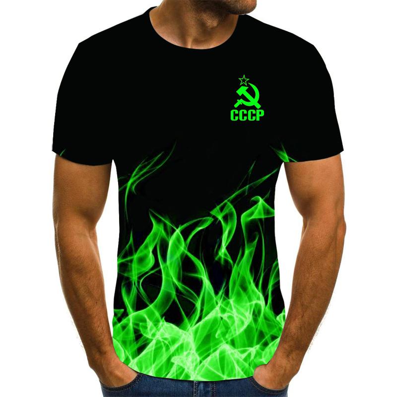 2026 Men's T-shirt Short Sleeve Solid Men's Loose T-shirt Men's Top Brand New CCCP Brand Men's 3D T-shirt Short Sleeve