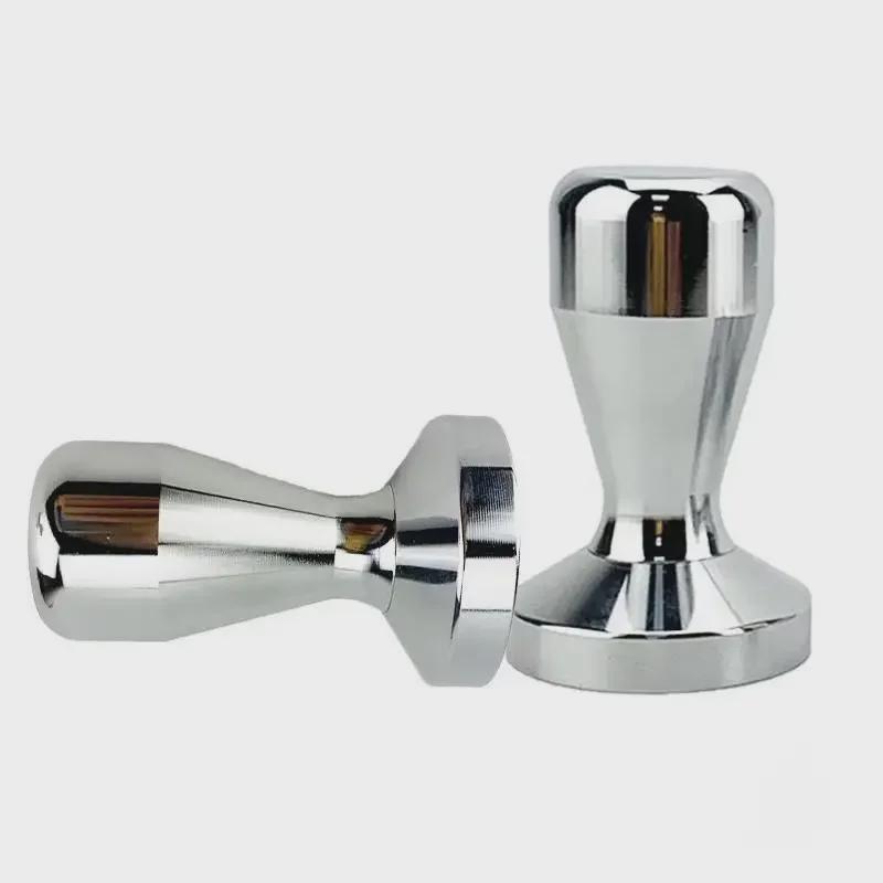 Stainless Steel Coffee Tamper with Wooden Handle & Threaded Powder Distributor