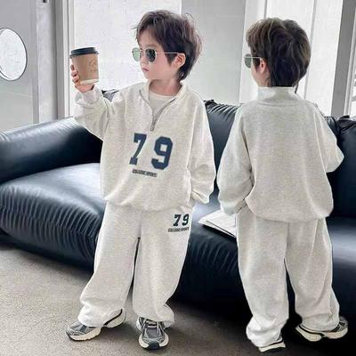 Spring Boys Tracksuit Children Fashion Sets Kids Long Sleeved Sweater Sweatpants Teen Collar Half Zip Casual Outfits