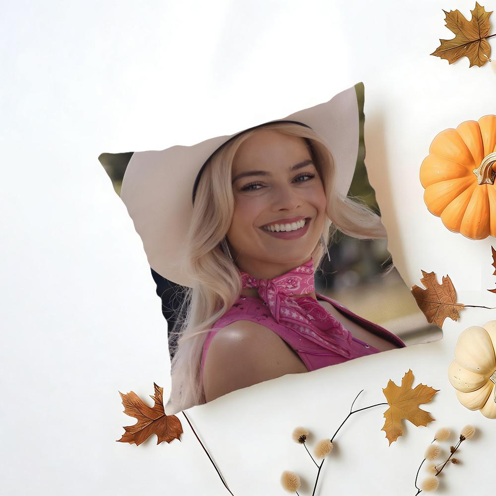 

MMargot Robbie Cushion Cover Washable Linen Pillowcase Soft for Daily Sofa Bed Home Room Decor 30x30cm