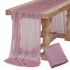 Caminho de Mesa Macio Rosa Blush Poeira Gaze Rústico Boho Natural Casamento Festa Chá de Bebê Jantar Ornamento Decoração