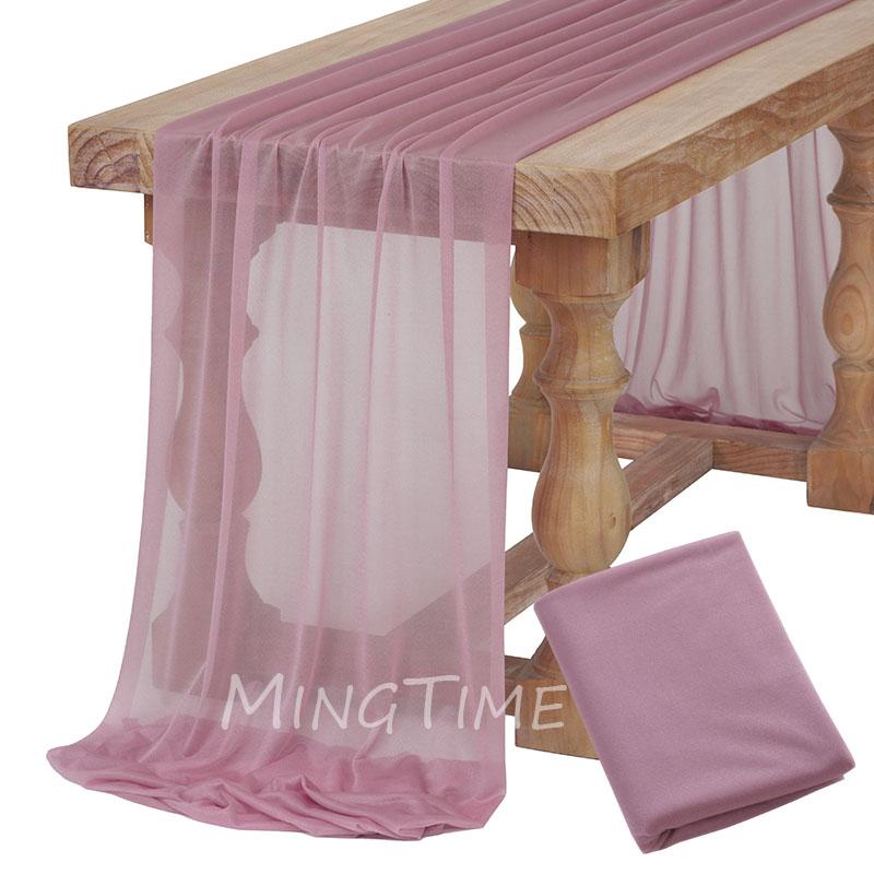 Caminho de Mesa Macio Rosa Blush Poeira Gaze Rústico Boho Natural Casamento Festa Chá de Bebê Jantar Ornamento Decoração