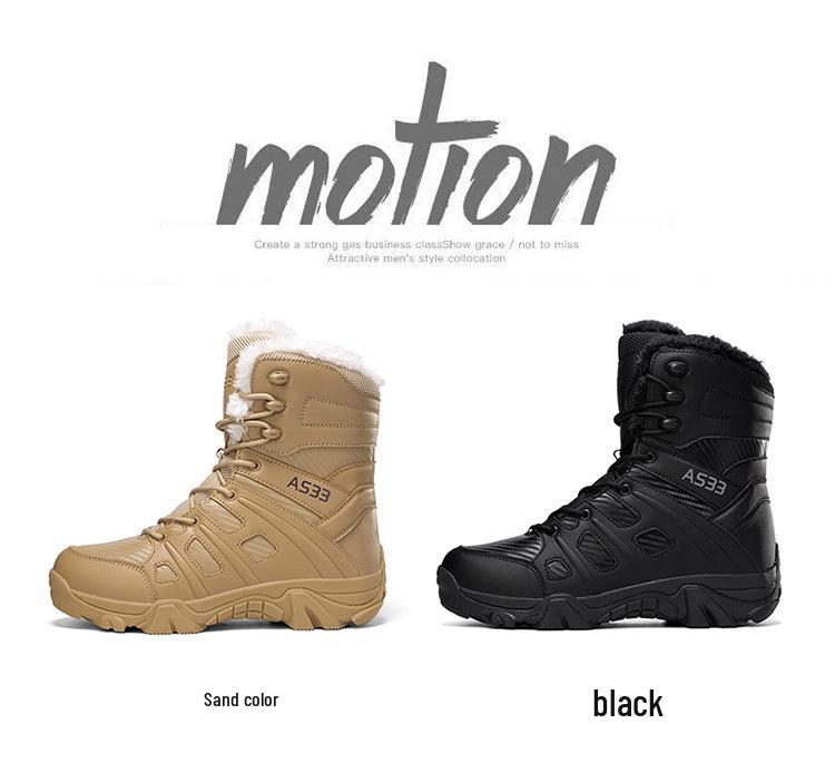 New Men's Autumn/Winter Russian Combat Boots: Thick, Comfortable, Plus Velvet; Available in Sand and Black.
