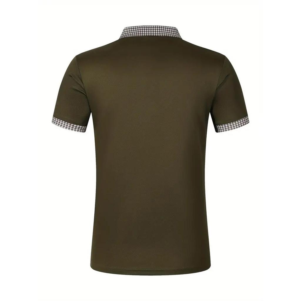 Men's Casual Houndstooth Printed Shirt Men's Short Sleeved Shirt