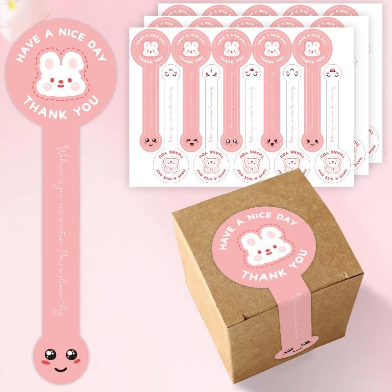 100pcs Long Strips Self-Adhesive Stickers Handmade Packaging Sealing Labels for Biscuit Cake Baking Decoration Box Seal