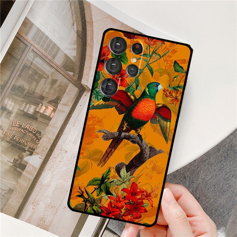 

Garden Birds Vintage Tropical FLORAL Phone Case For Samsung Galaxy S25 Ultra S9 S10 S20 S22 S21 Plus S23 FE S24 Ultra Full Cover Galaxy S22 Plus