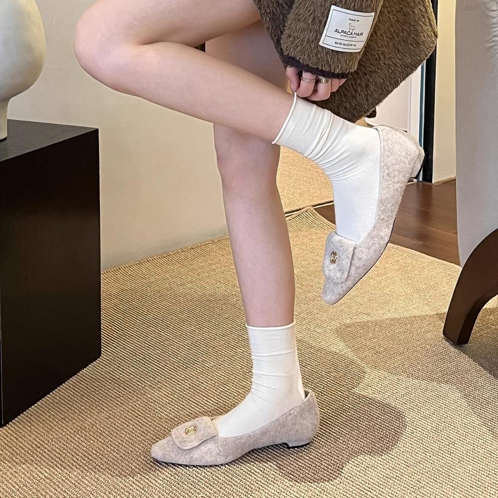 Soft leather version~ Camellia pointed head shallow mouth single shoes women's autumn 2025 new fashionable versatile casual Mao Mao shoes