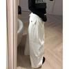 Women's White Curved Wide‑Leg Cargo Jeans Plus Size Denim Pants For Pear‑Shape Figure Spring Winter