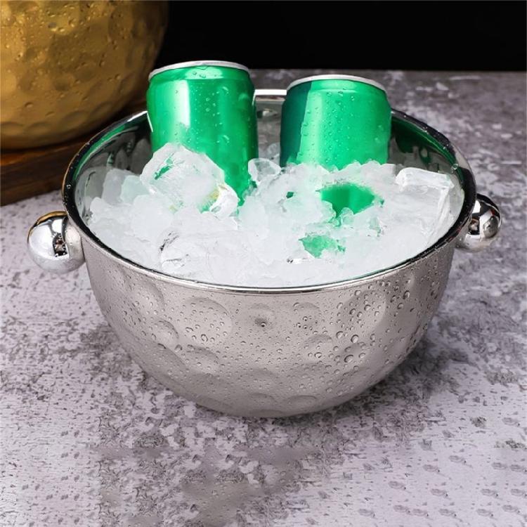 Modern Hammered Metal Ice Buckets Set Of 2 Gift Ice Container Set For Chilling Wine Beer And Cocktails At Gatherings