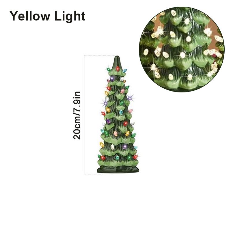 Árvores de Natal de Mesa Retrô Pintadas à Mão com Timer, Árvores de Natal que Acendem, Árvore de Natal de Mesa com Luzes