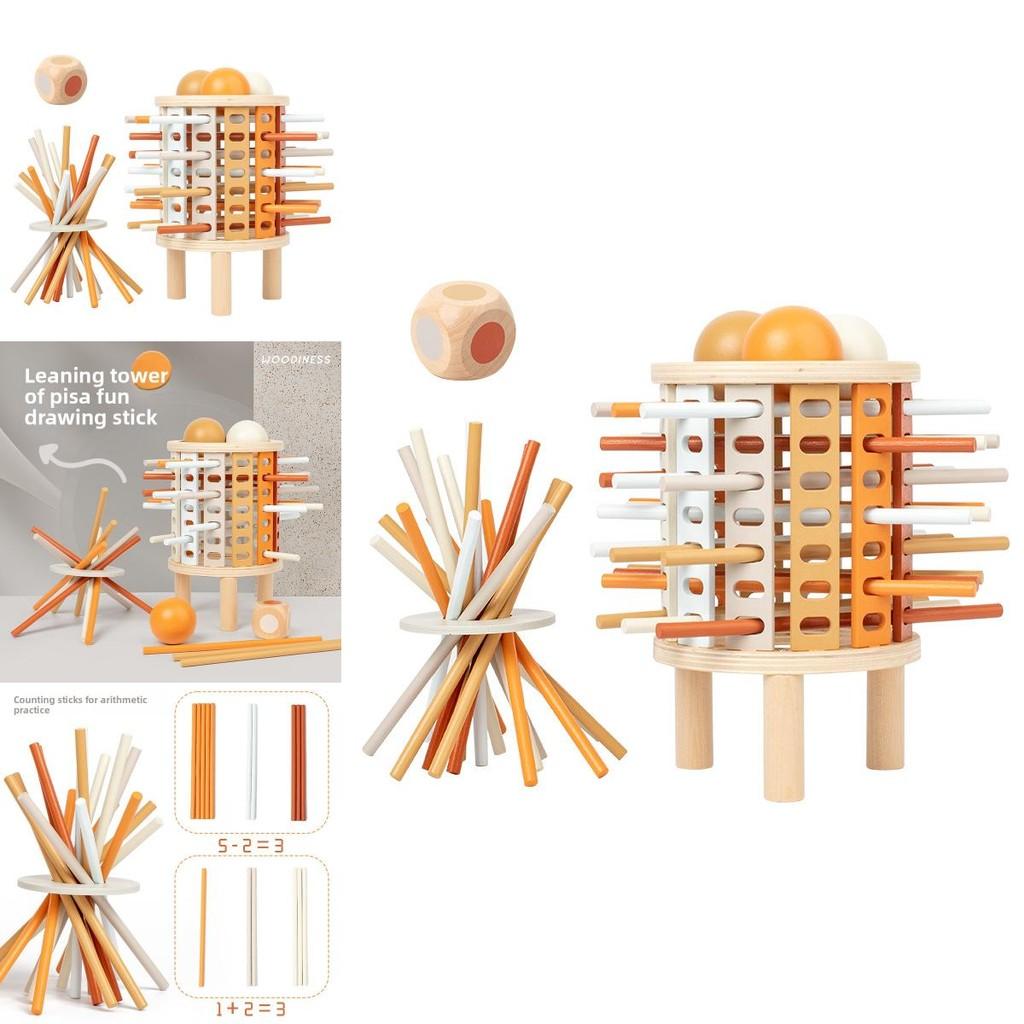 Wooden Tower Puzzle Game For Kids With Dice And Party Play Set