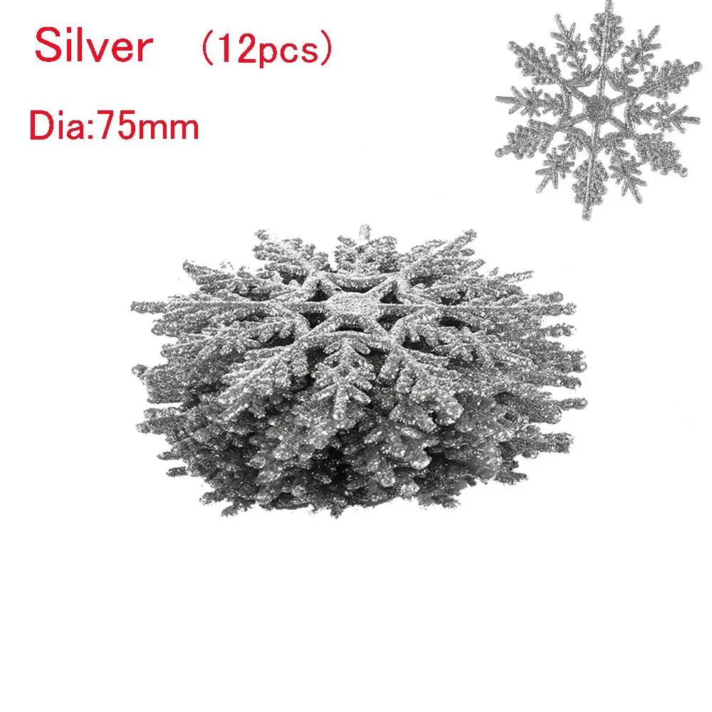 12 Stück 7,5 cm Lebhafte Kugeln DIY Basteln Hängender Anhänger Party-Ornamente Glitzernde Schneeflocke Weihnachtsbaum-Dekoration Festival-Dekoration