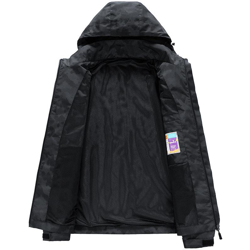 Waterproof Jacket Men with Removable Hood Lightweight Hiking Jackets Windbreaker Coats Men Zip Up Camping Clothes