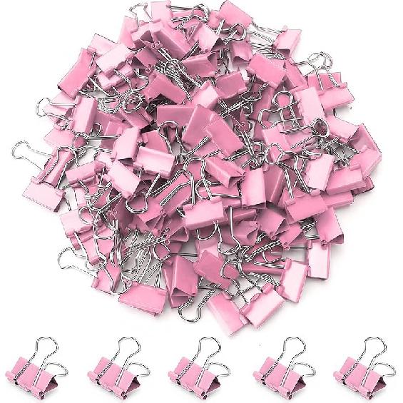 100 Pack Mini Gold Binder Clips 5/8 Inch (15 mm), Colored Little Paper Clamps, Small Tiny Micro Size Paper Clips for Office Home School Business 0.6"