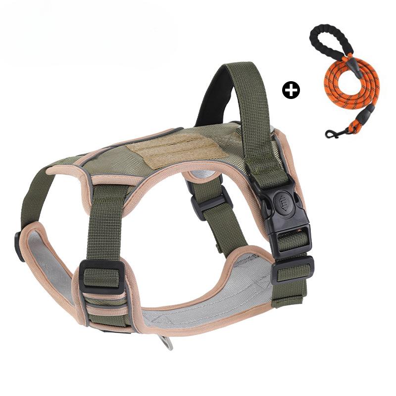 

Large Dog Leash, Golden Retriever or Labrador, Vest Type Chest and Back Strap, Explosion-proof and Adjustable Chest and Back Leash M хаки