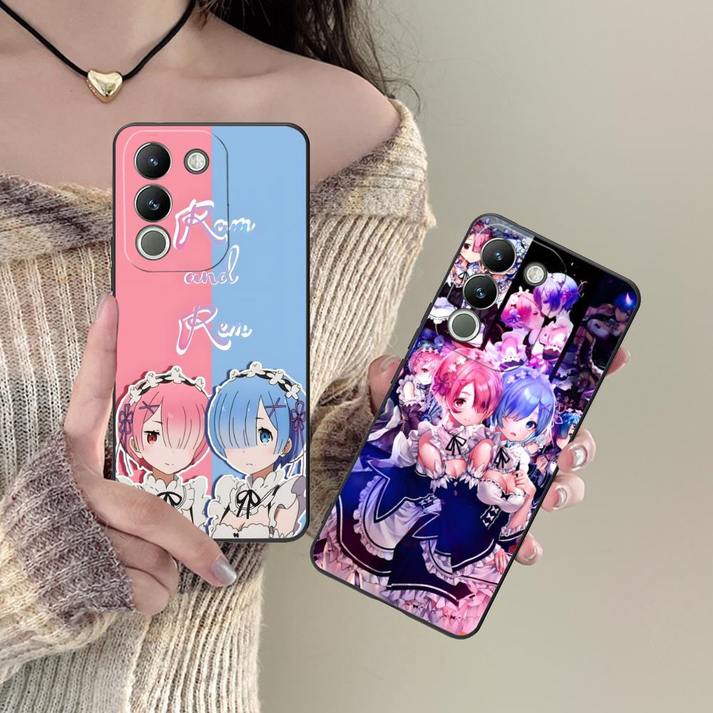 ReZero Rem Ram Matte TPU Mobile Phone Case for VIVO V60 V50 V40 V30 V29 V27 V25 V23 Pro Lite 5G Colorful Printing Cover