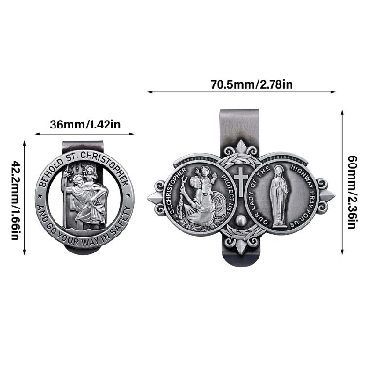 Catholic Enamel Pin Button Badge Christian Saint Car Visor Clip Medals Pin for Safe Journey Travel Blessing