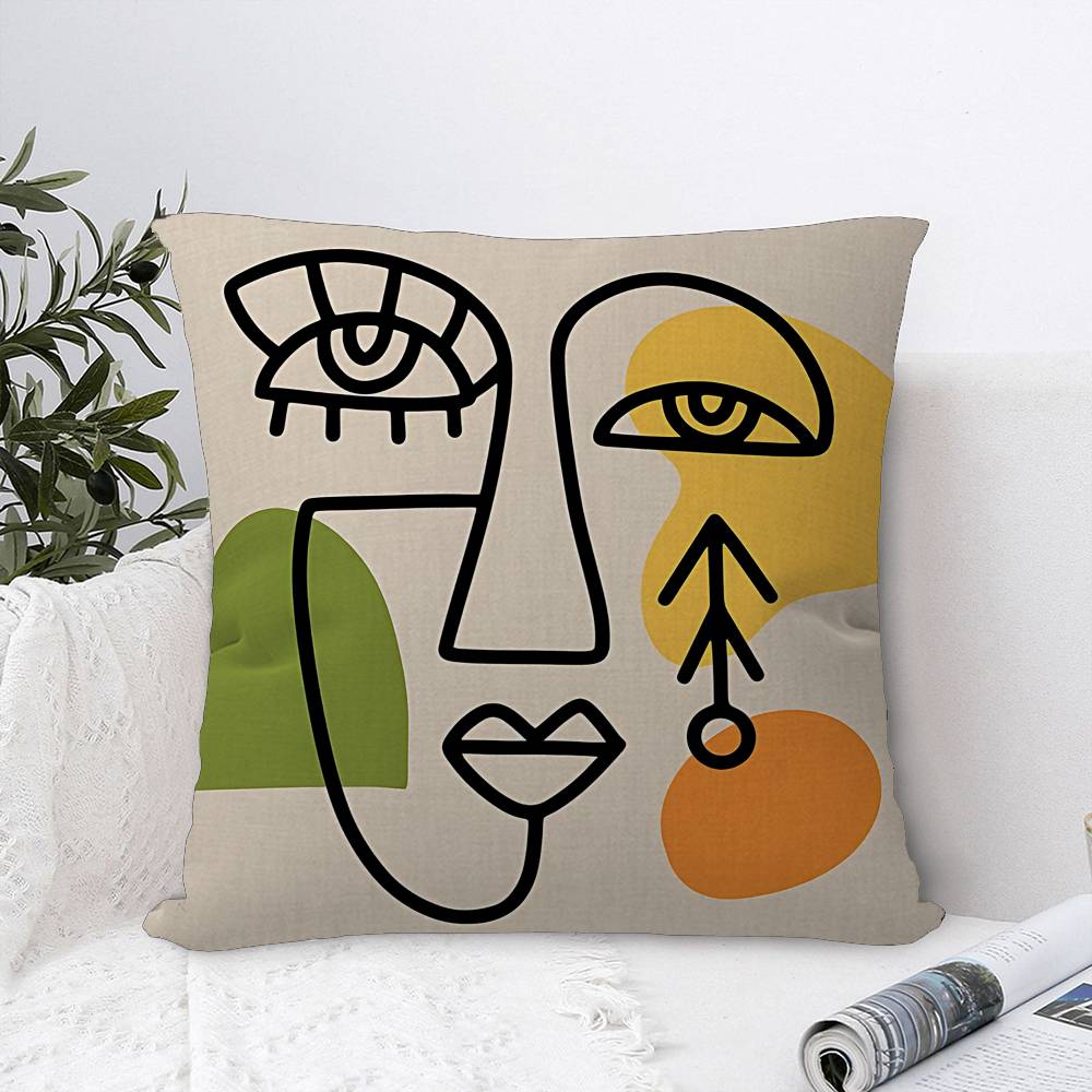 Abstract Vintage Minimalist Face Body Pillow Cushion Cover Pillowcase Living Room Sofa Home Decor Customized