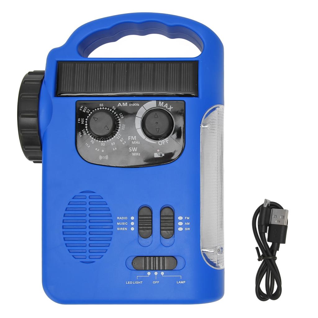 Hand Crank Solar Radio AM FM SW Emergency Radio with LED Flashlight Reading Light MP3 Player for Outdoor Camping