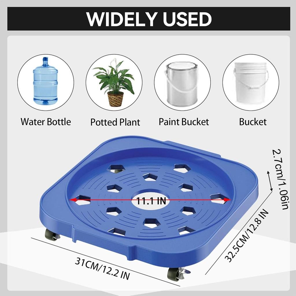 Bucket Cart 360-Degree Rotating Casters Trolley with Brake System 5 Gallon Bucket Holder for Flower Pot Home Indoor Outdoor Dorm