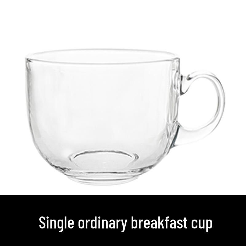 Glass Breakfast Cup with Lid and Handle for Oats, Yogurt, Milk, Coffee - Large Capacity, Transparent