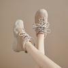 Leather platform sneakers women's 2025 new autumn brown short boots retro outdoor hiking desert boots